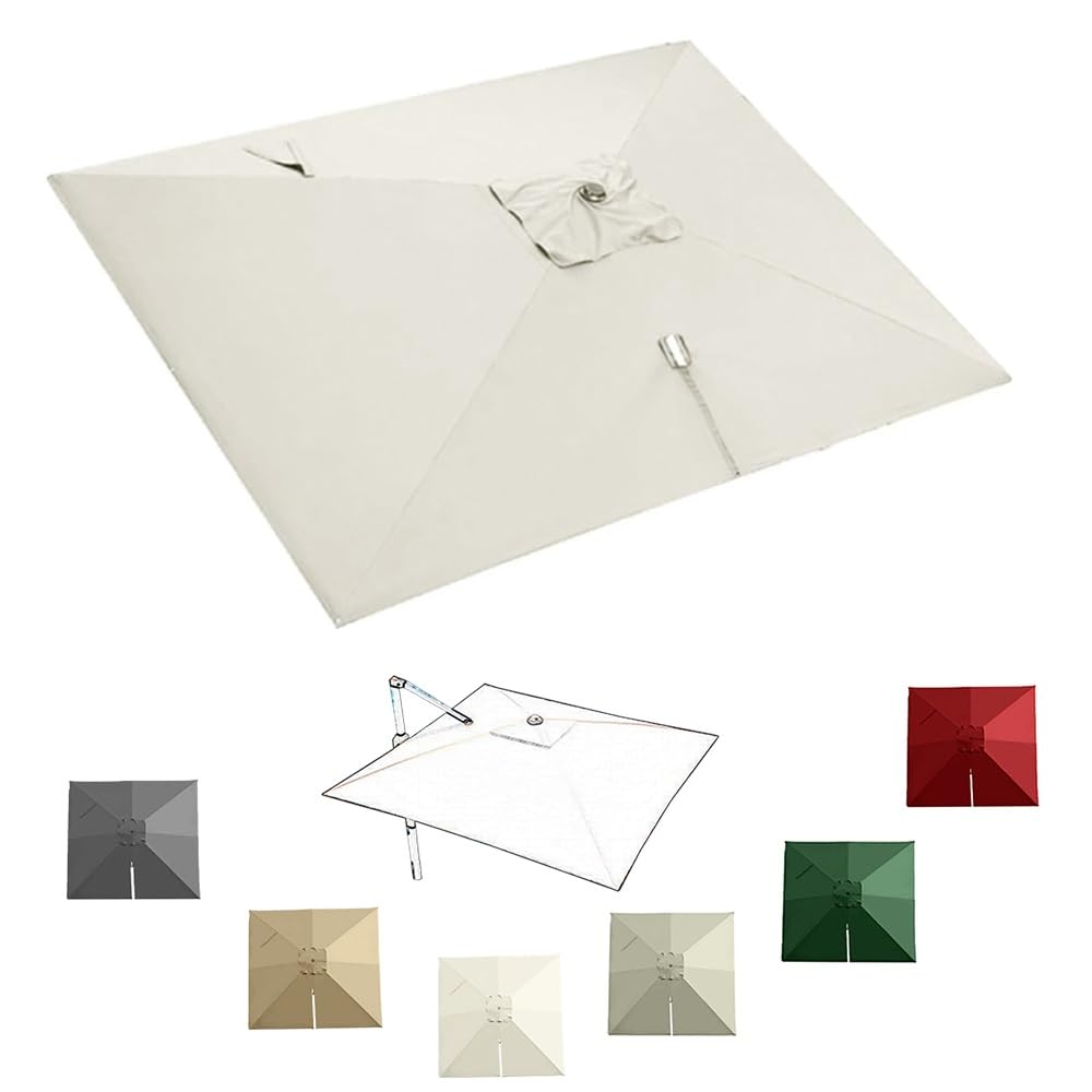 LRZPTDYU This 8x8ft Cantilever Umbrella Replacement Canopy Fade Resistant Square Patio Top Cover for Offset Umbrellas 2.5x2.5m Fabric 8 Ribs