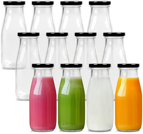 Lot de 24 bouteilles rondes en verre transparent de 60 ml avec