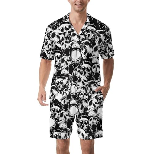 Men's Pajama Sets 2PCS Sleepwear Short Sleeve Pajamas Sets Button Down Loungewear Set Soft Nightgown Pjs Sets