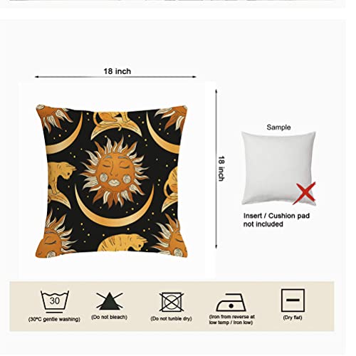 Jartinle Boho Celestial Pillow Covers 18X18 Set Of 4 Black And Gold Bohemian Decorative Aesthetic Sun Moon Cloud Cat African American Woman Hippie Throw Pillow For Couch Home Spiritual Decor #TOP6