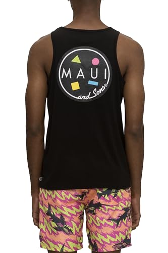 Maui AND Sons Iconic Cookie Logo Tank Top | Classic Black Sleeveless Graphic Shirt Inspired by...