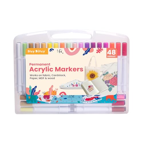 Image of Itsy Bitsy Acrylic Marker Set Triangular Grip Advanced 48 Pcs Box | Water-Based Paint Pens for Rock, Glass, Wood, Fabric, Canvas, DIY Craft & Art