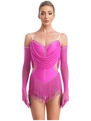 Justaucorps patinage artistique femme XXL leotard body gym danse latine rose