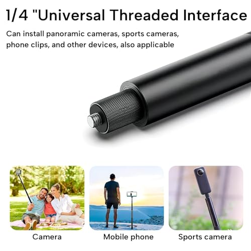 Image of Bastone Selfie Stick Supporto per Selfie Invisible in Aluminium, Bastone Telecopico Fino per Action Camera e Microfoni, Insta X3 X4 Hero 120 cm