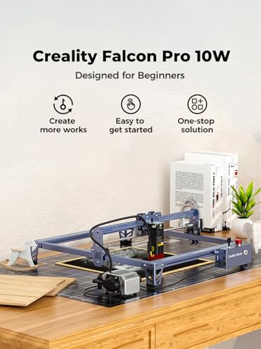 Image of Creality 10W Laser Engraver, Falcon Pro with 3-in-1 Laser for Wood Engraving, 72000mW Efficient Laser Engraving Machine Fit, for Wood, Metal, Paper, Acrylic, Leather, Glass Tumbler Ring, 17 inch x 16 inch