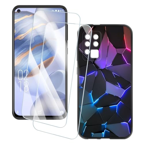 OAGELIM 2�Z�b�g �X�N���[���v���e�N�^�[ + �P�[�X Oukitel C21 (6.4 �C���`) �Ƃ̌݊������� �A�[�e�B�X�e�B�b�N�J�X�^���v�����g�J�o�[�Ƌ����K���X�t�B���� �X�N���b�`�h�~ (�􂯖�)