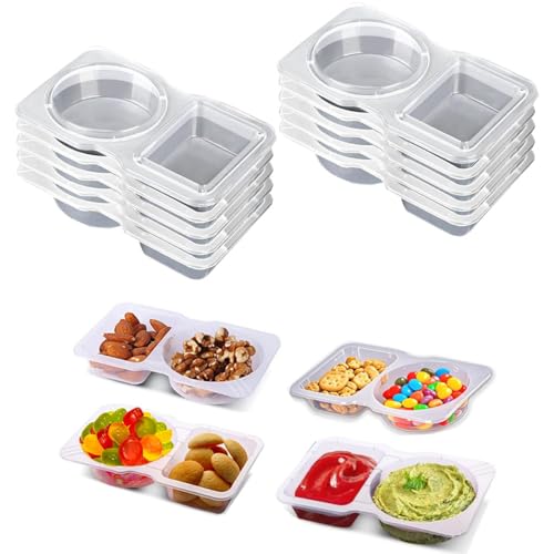 10 Sets Snack Condiment Containers with Lid, Disposable Double 2