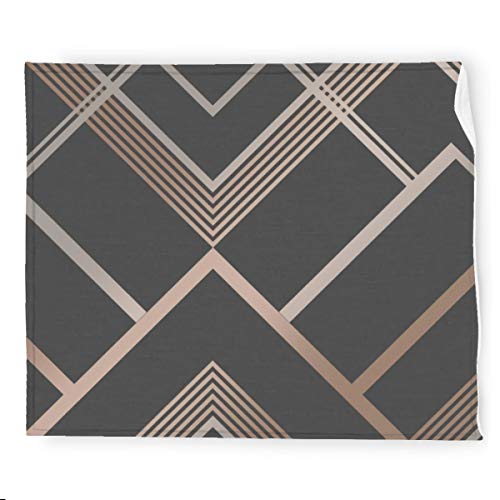 Otis Geometric Charcoal Flannel Blanket Bedding Throw Blanket Soft Warm Cozy Colorful Decorative Blanket for Couch, Sofa 50