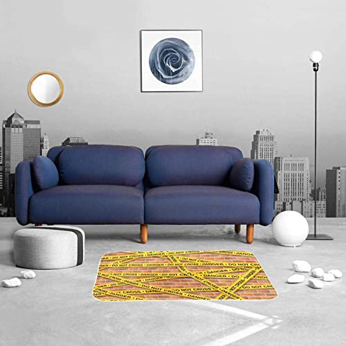Yellow Police Lines Collection Bathroom Rug Non Slip Bath Mat For Bathroom Water Absorbent Soft Microfiber Shaggy Bathroom Mat Machine Washable Bath Rug For Bathroom Thick Plush Rugs For Shower #TOP3