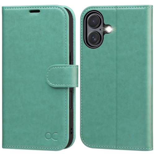 OCASE for iPhone 16 Case, PU Leather Wallet, Magnetic Flip Folio Cover with RFID Blocking, Card Holders, Shockproof TPU