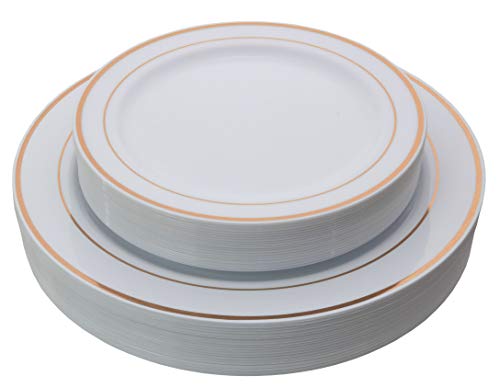 Exquisite Reflective Plastic Plates-60 Peices Premium Heavyweight Plastic Dinnerware (30-10.25