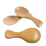 Aysekone 3 Pack Mini Wooden Spoons Baby Feed Spoons Scoop Sugar Salt Tea Leaf Milk Powder Scale Teaspoons Measuring Scoop Seasoning Spoons（Natural Color）