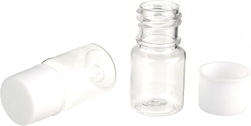 Bettomshin 50 botellas de plástico de 0.2fl oz (grado alimenticio), recipiente de laboratorio de sellado de boca ancha, color blanco transparente