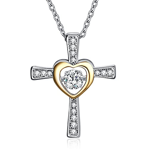 YOTHIWAD Kreuz Kette für Damen Mädchen Edelstahl Halskette mit Zirkonia Schmuck Geschenk für Ehefrau Freundin Cover