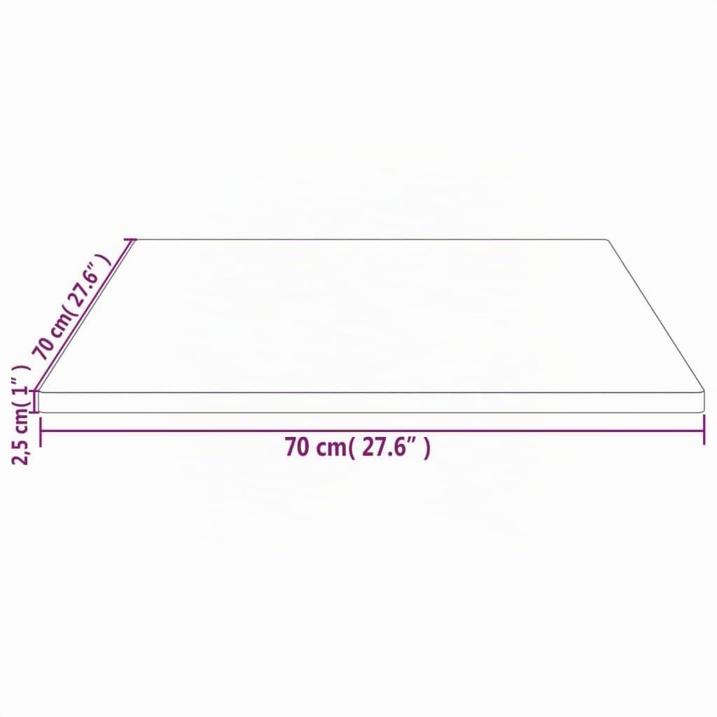 vidaXL Dessus de Table, Plateau Carré de Bureau, Dessus de Table de Remplacement Maison Restaurant, Blanc 70x70x2,5 cm Bois de Pin Massif Carré