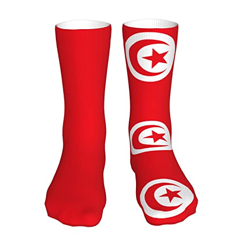 DISNIMOO Ensemble de chaussettes amusantes pour homme et femme avec motif drapeau de Belgique, Drapeau de la Tunisie, Taille unique