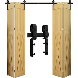 WOLFBIRD Plegables 1.5M/5FT Herraje para Puerta Corredera Kit de Accesorios para Doble Plegable Puertas Correderas para aberturas de puerta de 120-130cm