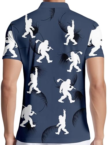 Image of PAGYMO Funny Golf Shirts for Men Crazy Printed Pattern Novelty Moisture Wicking Performance Mens Polo Shirt