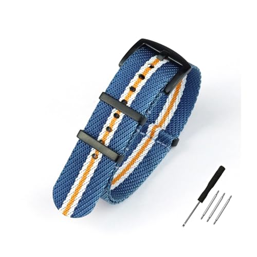 [�����ȓX] 20mm 22mm �X�g���C�v�E�H�b�`�o���h �����p�E�H�b�`�o���h ���X�g�o���h�A�N�Z�T���[(Blue white orage 2,22mm)