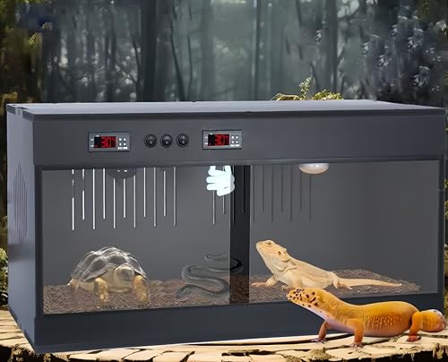 PVC Reptile Terrarium Tanks Enclosure for Ball Python Snake Gecko Bearded Dragon, PVC Reptile Lounge Habitat with Glass Sliding Door