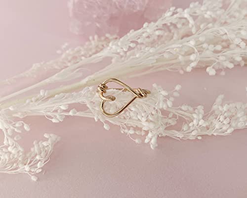 Cute Open Sideways Heart Shaped Ring - 14K Gold-Filled Sterling Silver Wire Band - Thumb Pinky Ring - Jewelry Inspirations #TOP1