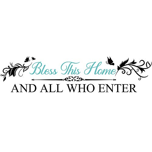 Family Inspirational Quotes Vinyl Wall Decal Stickers Bless This Home And All Who Enter, Family Decor Removable Vinyl For Home Entryway Living Dining Room Bedroom, Home Blessing Decor (11.8''×23.6'') #TOP30