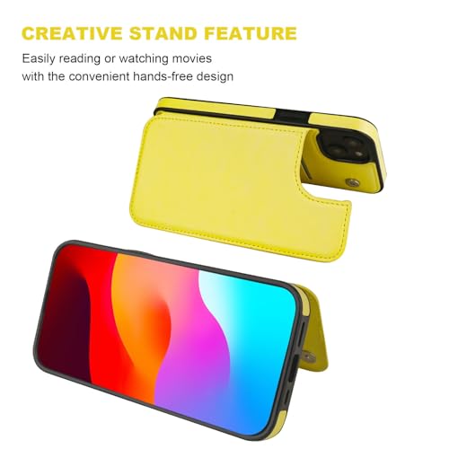 Étui portefeuille compatible avec iPhone 15 Plus antichoc jaune robuste - 5