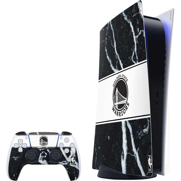 Skinit Decal Gaming Skin Compatible with PS5 Bundle - Officially Licensed NBA Golden State Warriors Marble Design