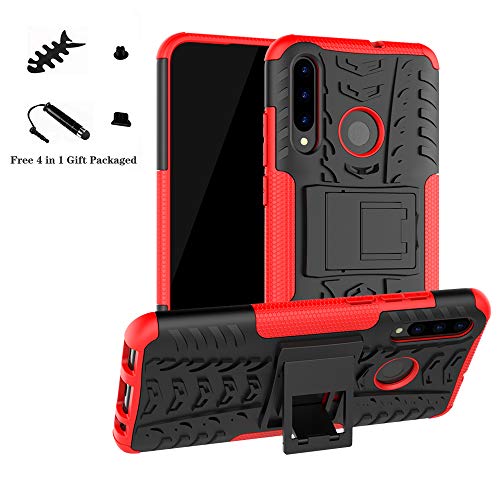 LiuShan Honor 20 Lite Coque, Shockproof Robuste Impact Armure Hybride Béquille Housse Coque Étui Couverture pour Huawei Honor 20 Lite /10 Lite /10i /P Smart 2019 /P Smart Plus 2019 Smartphone,Rouge