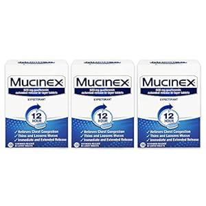 Mucinex 12 Hr Chest Congestion Expectorant, Tablets, 100ct (Pack of 3)