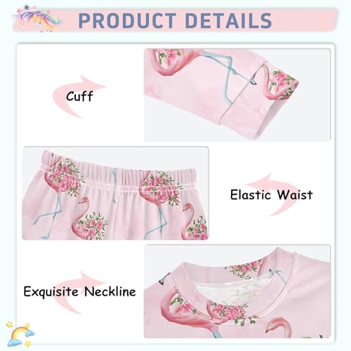ALAZA Flamingo Flower Blossom Floral Pajamas Long Sleeve Sleepwear 2-Piece Pajama Set4