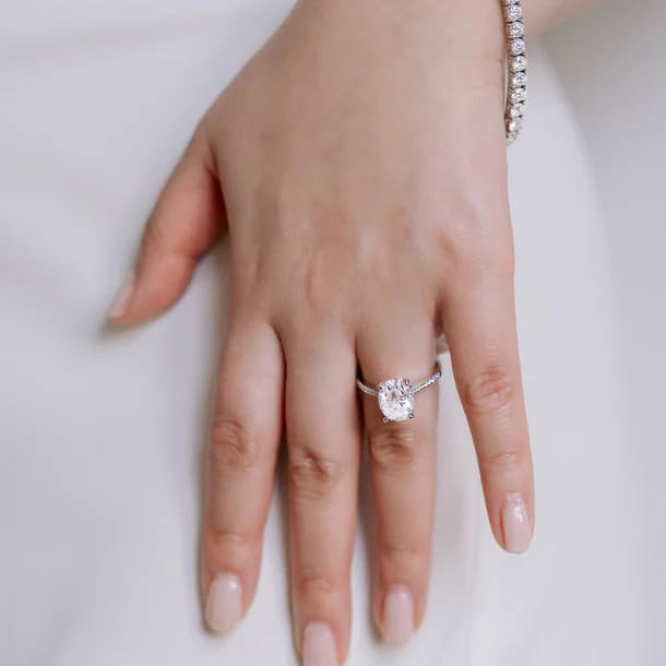 EPI Moissanite Engagement Rings for Women,Promise Rings 925 Sterling Silver with White Gold Plated,with 4-Prong Prong Setting D Color VVS1 Wedding Band Lab Created Diamond Ring 1/1.5/2/3/4CT2