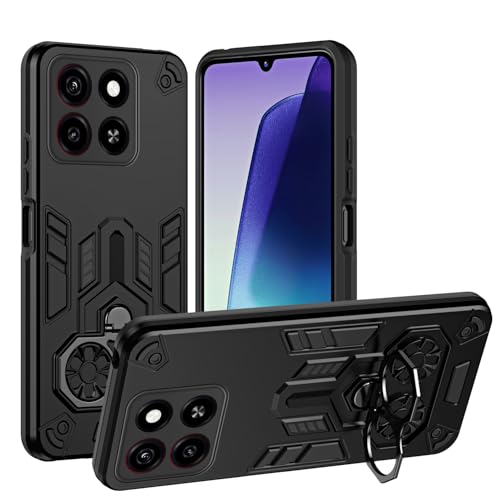 Ή@ for ZTE Blade A35 4G Z2453 / Blade A55 Z2450 LbNX^hyPC+TPUz2 in 1 ϏՌEϗیP[X Black