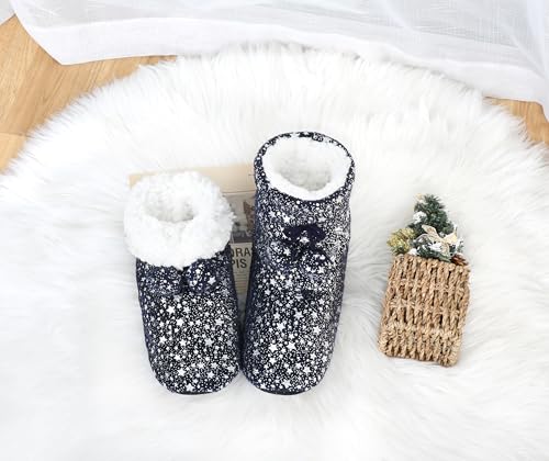 Image of DICUIRD Slipper Socks for Women,Fuzzy House Indoor Boots Slippers with Soft Soles,Warm Cozy Fluffy Sherpa Lined Booties Socks with Non Slip Bottom