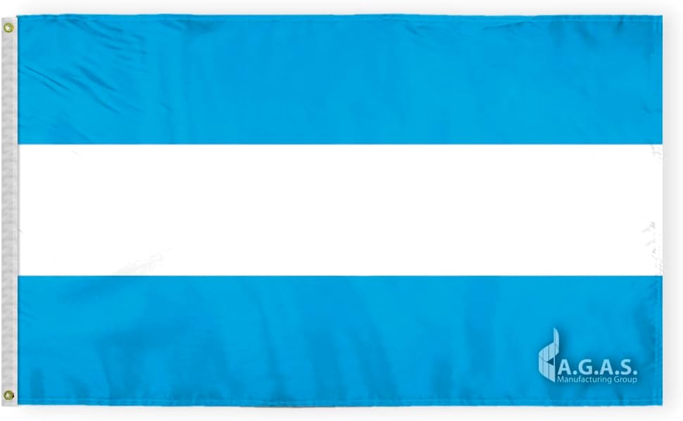 AGAS Argentina Flag - 4x6 ft - Printed Single Sided on 200D Nylon - Stitched Edges - Canvas Header Brass Grommets - Fade Proof - Outdoor Long Lasting All Weather Flag - AR National Flag - Bandera de la Argentina La Bandera.