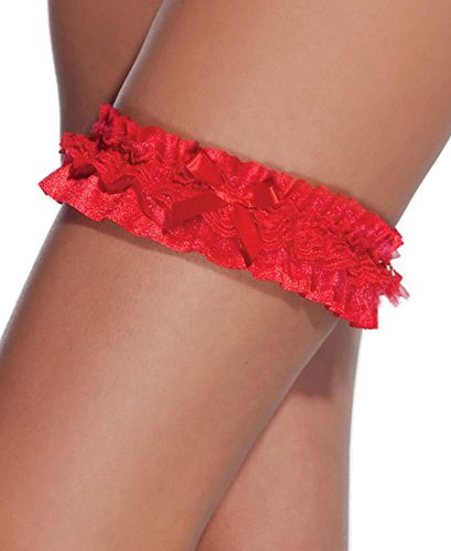 Coquette 104 Women's Lace Leg Garter with Bow - One Size - Red Coquette 104 Women's Lace Leg Garter with Bow - One Size - Red