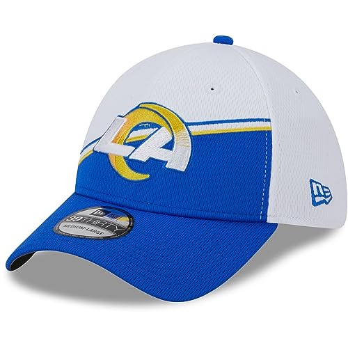 New Era Men's White/Royal Los Angeles Rams 2023 Sideline 39THIRTY Flex Hat