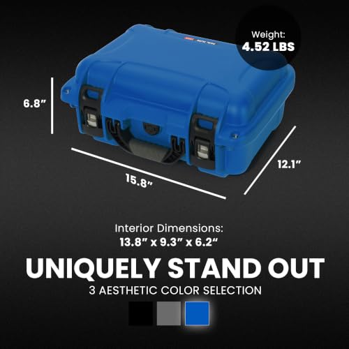 Image of NANUK 915 Empty Hard Case, IP67 Waterproof, Dustproof and Impact Resistant, 13.8 inch x 9.3 inch x 6.2 inch - Rugged Construction for Ultimate Protection, Made in Canada - Blue