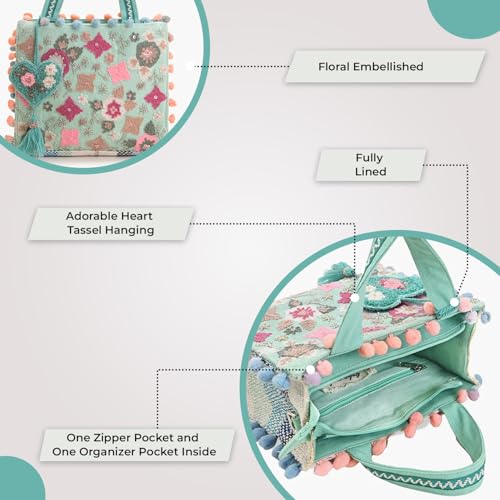 Image of Boho Girl Mini Tote Bag for Women Whimsical Jacquard Handbag with Adjustable Strap Stylish and Elegant Ladies Crossbody Shoulder Purse, Sling Bag Perfect Birthday, Anniversary and Wedding Gift