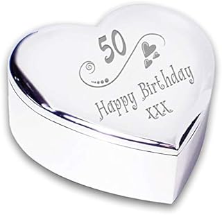 50th 50 Fifteeth Happy Birthday Hearts Heart Shaped Trinket Box Gifts Ideas Keepsake For Her Women Woman Ladies