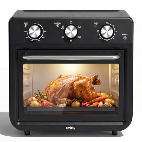 Image of SMIRLY 6-in-1 Air Fryer Toaster Oven Combo, 27QT Toaster Oven - Black
