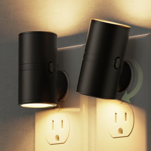 Image of L LOHAS LED Night Light, Night Lights Plug into Wall, Light Sensor, 50 /100LM Dimmable, Soft White 3000K, Rotating Nightlight Plug in Wall for Adult Kids Hallway Bedroom Bathroom Stairway, 2 Pack