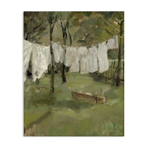 Classic Clothesline Yard Scene, 24 x 30 Inch Canvas Wall Art