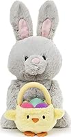 GUND Amazon Exclusive Easter Bunny with Basket, Gray, 10"