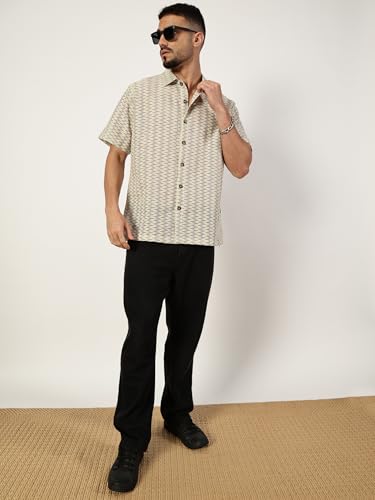 Image of Thomas Scott Men's | Abstract | Half Sleeve | Regular Fit | Cotton Poly Blend | Spread Collar | Casual Shirt