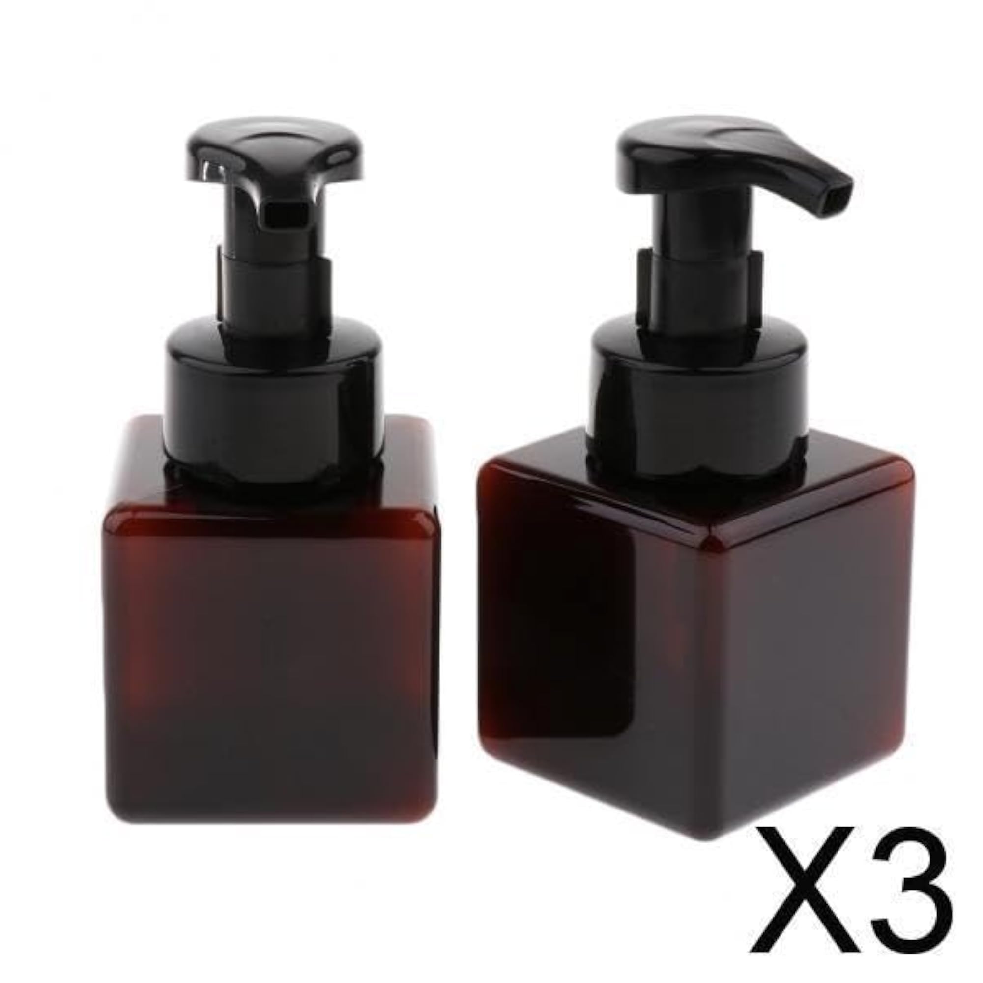 3x2Pcs 250ml Square Lotion Pump Bottle Dispenser, Brown