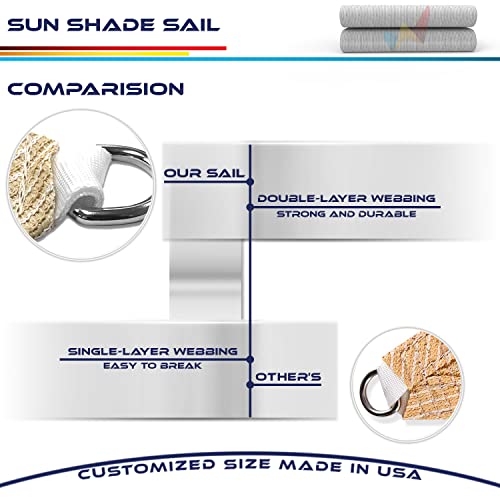 Voile d'ombrage triangle 3,3x3,3m gris clair Windscreen4less 185g/m² - 8