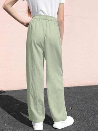 Image of SANGTREE Girls & Woman Wide Leg Pants Lightweight Casual Elastic High Waist Straight Leg Loose Trousers,4 Years - Woman 2XL