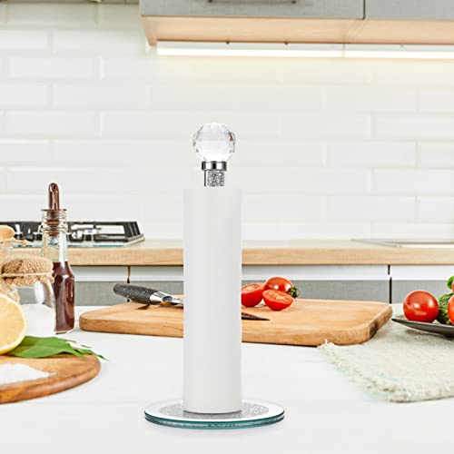 Juxyes Vertical Countertop Paper Towel Roll Holder Rack, Upright Paper Holder Crushed Diamond Standup Paper Towel Holder For Kitchen Dining Room Bathroom, 13 Height Freestanding Paper Roll Holder #TOP6