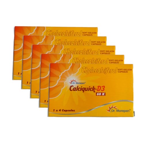 MORIXA Calciquick D3 60000 IU | Vitamin D3 Cholecalciferol Supplement | Softgel Capsules | 5 Strips (20 Capsules)